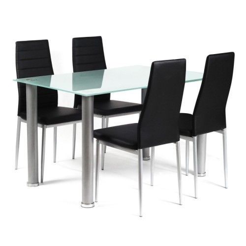 Brown Rectangle Glass Dining Tables And Chair