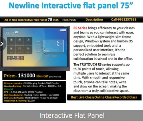 Black Newline Interactive Flat Panel 75 Inch