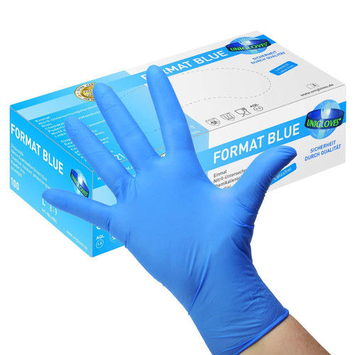 Blue Nitrile Hand Gloves - New, Disposable, Full Finger | Medical-Grade Rubber, Latex Lining, Ideal for Cleaning and Food Service