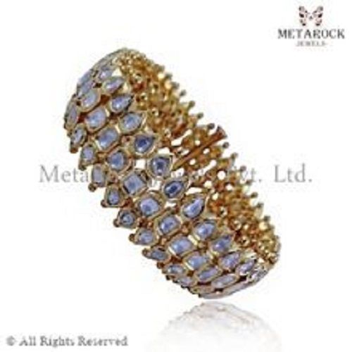 Golden Gold Polki Diamond Victorian Bangle