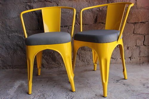 Metal Tolix Restaurant Cafe Chair With Fabric Seat