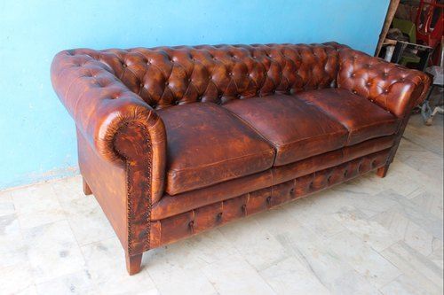 Handmade Vintage Pure Leather Chester Sofa