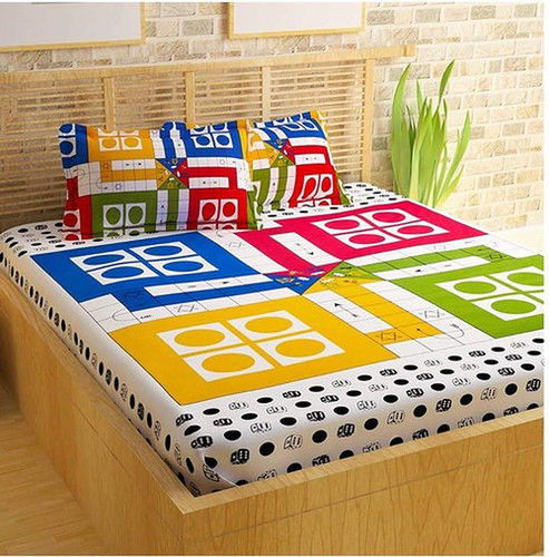 Multicoor Ludo Game Printed Bed Sheets