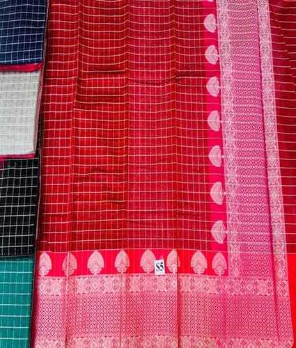 All Red And Light Pink Color Banarasi Ladies Saree For Party Wear