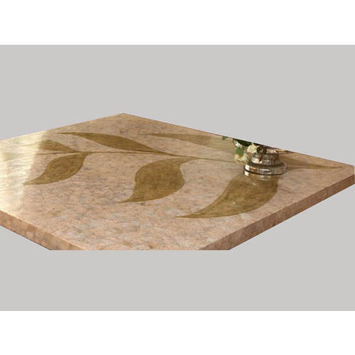 Multicolor Square Shape Dining Table Marble Top