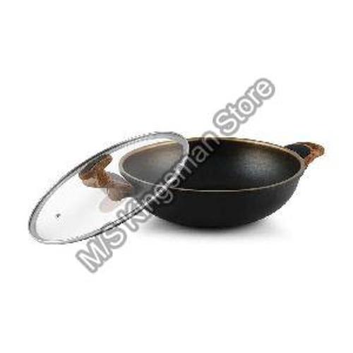 Metal Aluminium Non-Stick Kadhai With Glass Lid