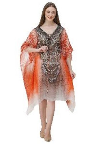 Various Colors Are Available Crystal Embellishment Digitally Printed Kaftan