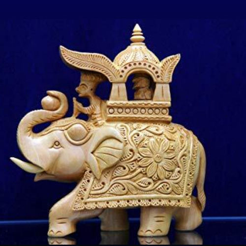 Gs Handicraft Wooden Ambabari Elephant Statue Design Type: Hand Building