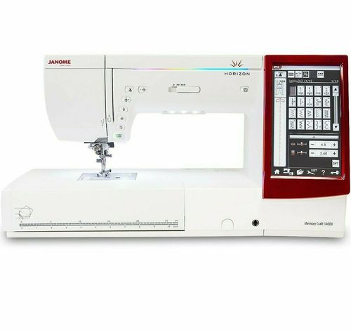 White Janome Memory Craft 14000 Sewing And Embroidery Machine