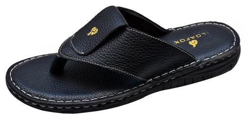 Pu Mens Black Leather Slipper