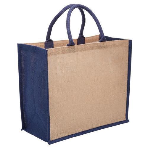 Brown Short Cotton Padded Handle Jute Shopping Bag