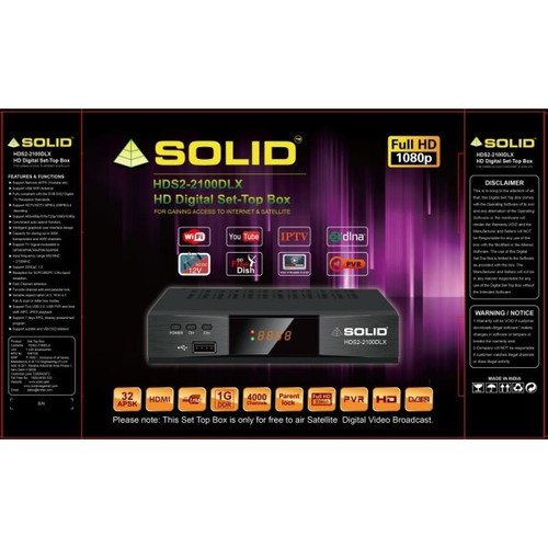 Solid HDS2-2100DLX - 1GB DDR DVB-S/DVB-S2 Set-Top Box | Supports Wi-Fi USB Recording Full HD 1080p