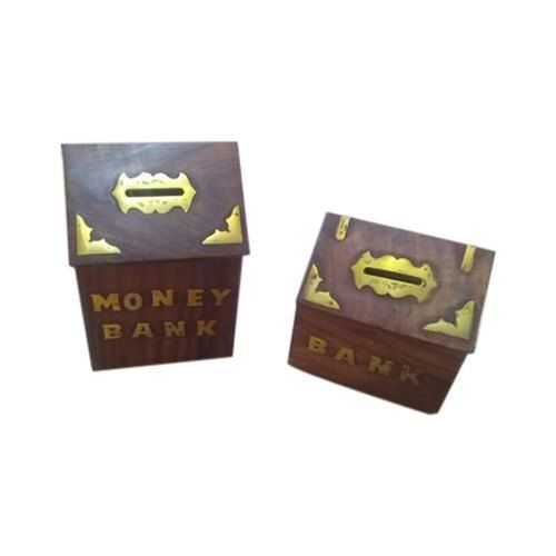 Polished Wooden Piggy Bank Box