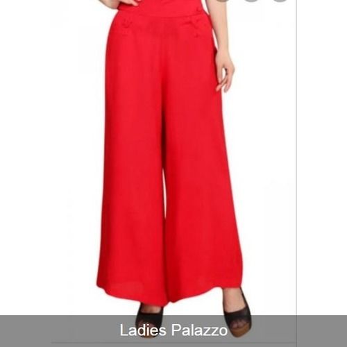 Washable Ladies Plain Red Palazzo