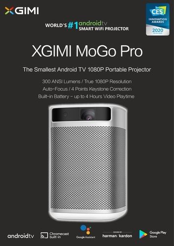 Xgimi Mogo Pro Portable Projector Brightness: 300 Ansi Lumens