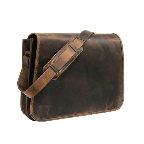 Hunter Brown Genuine Leather Cross Body Messenger Bag