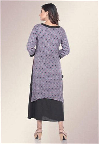 Purple Ladies Rayon Printed Kurti