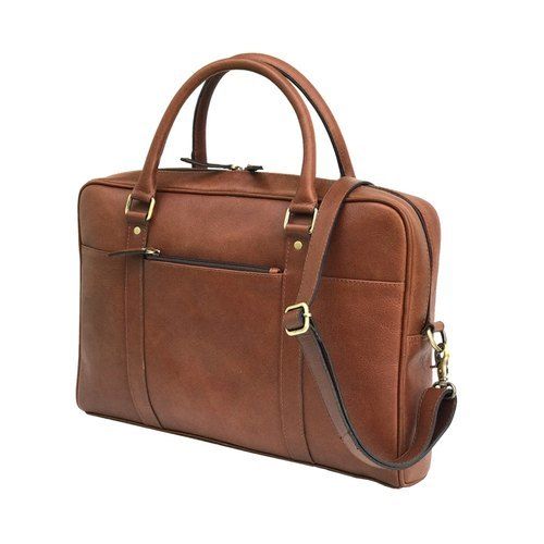 Brown Leather Laptop Portfolio Cross Body Unisex Office Bag