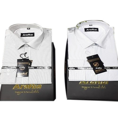 Multicolor Mens Cotton Striped Formal Shirt