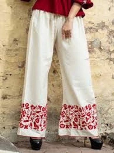 White Colored Embroidered Palazzo