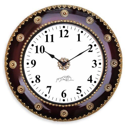 Brown Antique Brass Metal Decorative Wall Clock