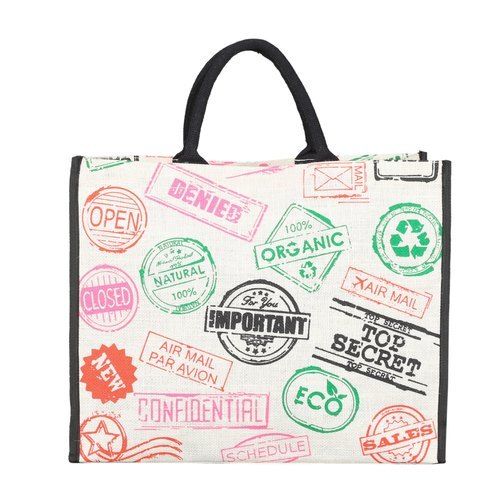 Multicolor Dyed Jute Printed Shopping Bag