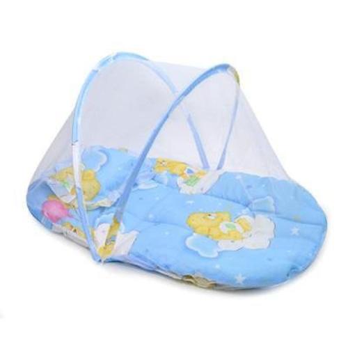 Blue Kids Cotton Padded Mosquito Protector Bed Net