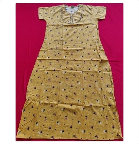 Ladies Printed Round Neck Gown