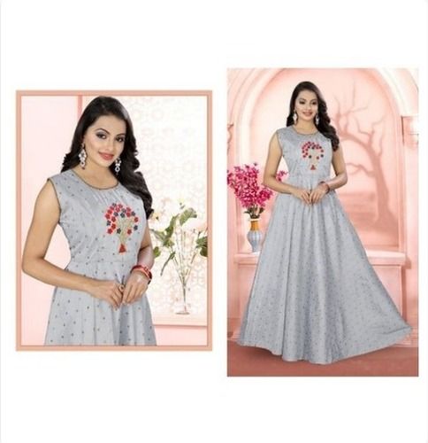 Various Ladies Sleeveless Embroidered Gown