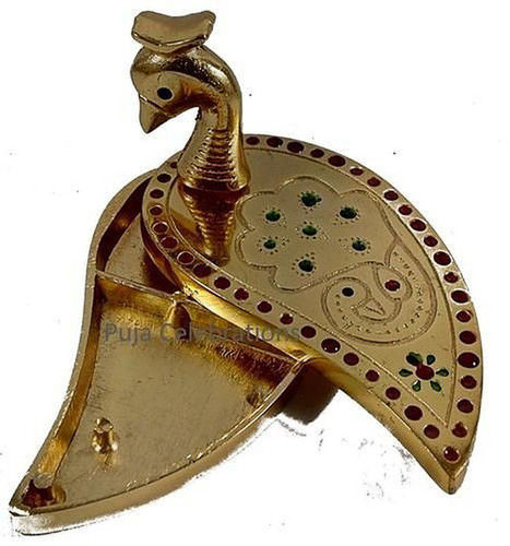 Gold Plated Peacock Kumkum Box
