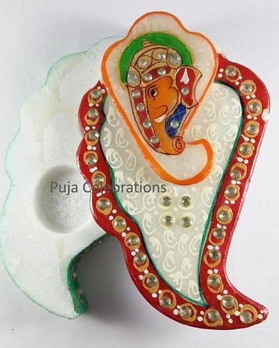 Marble Shankh Shape Kumkum Box