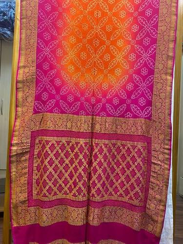 Mixed Pure Chiffon Banarasi Sargam Bandhej Saree