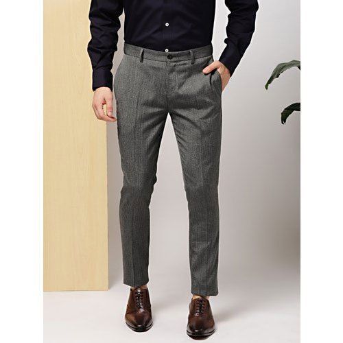 Buy LIFE Cream Solid Cotton Poly Spandex Slim Mens Casual Trousers   Shoppers Stop