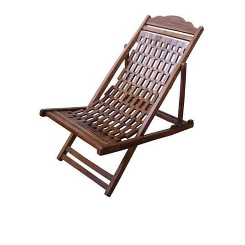 Brown Teak Wood Folding Chair