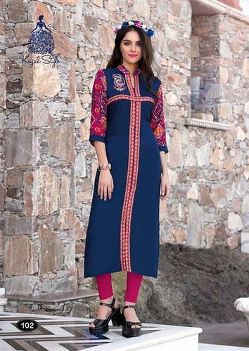 Mulicolor Formal Wear Ladies Rayon Kurti