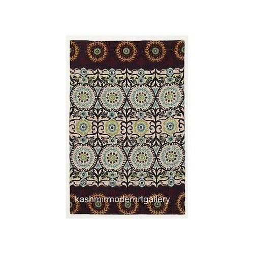 Multicolor Rectangle Embroidered Chain Stitch Rugs