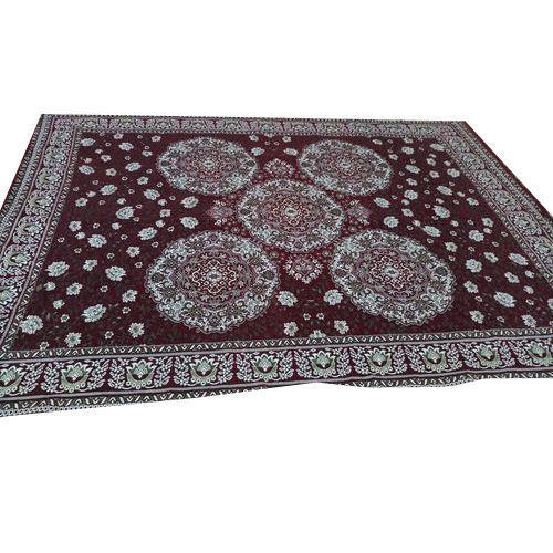 Rectangular Kalmkari Floor Carpet Non-Slip