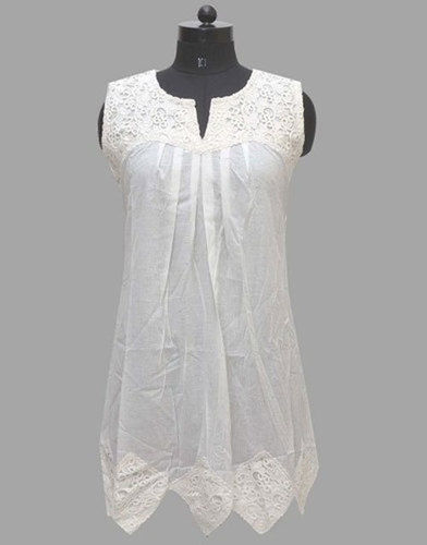 White Sleeveless Women Cotton Tops