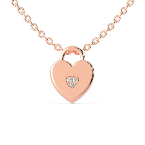 Heart pendant in 18k gold with diamonds, mini.