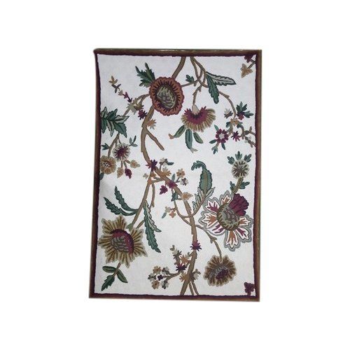 Multicolor Woolen Chain Stitch Wall Art Rug