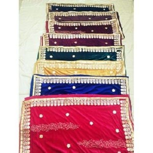 Various Colors Are Available Zari Gota Work Velvet Shawl