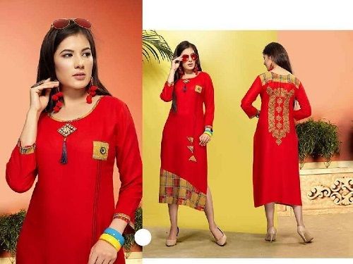 Various Colors Are Available Embroidered Design Women Kurti