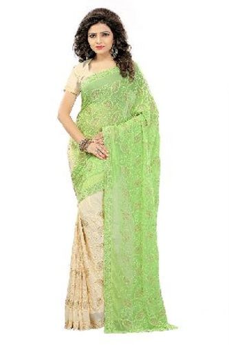 Green Nylon Embroidery Sarees