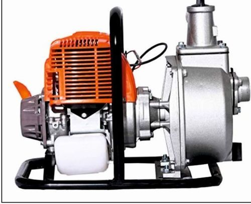 Mini Water Pump - 52 cc Air-Cooled 2-Stroke Engine, 133 L/min Flow Rate, High Pressure, 1200 ml Fuel Tank Capacity, Reliable for Agricultural Use - Orange & Silver Design