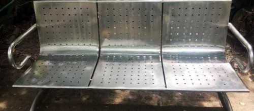 Silver Three Seater Stainless Steel Bench