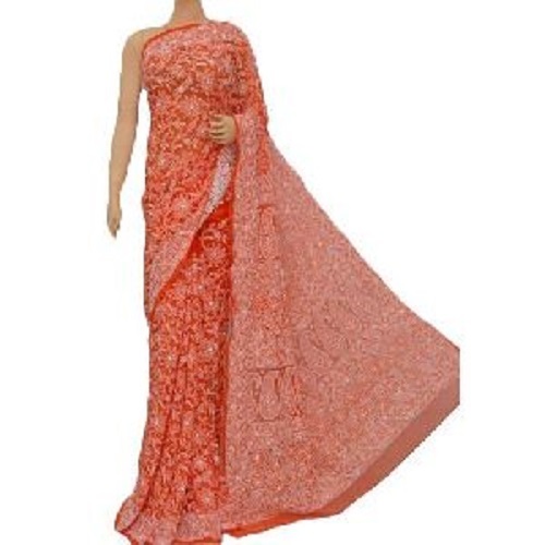 Women Chikan Georgette Saree