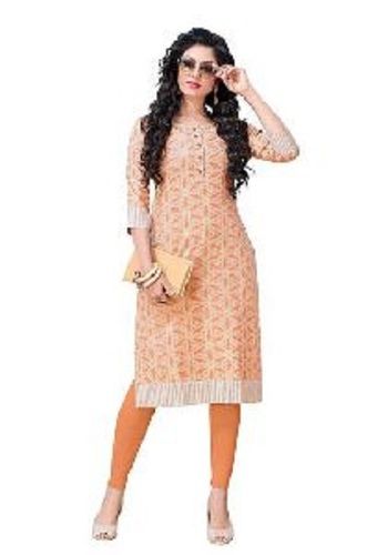 Quick Dry Wrinkle Free Pink Cotton Kurti