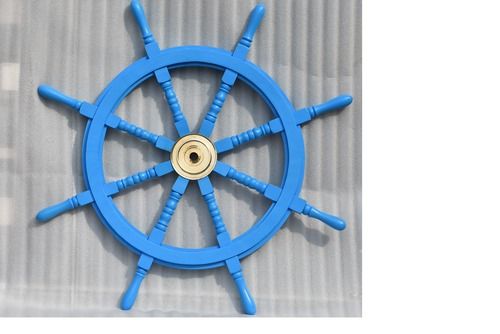 Home Wall Decor Blue Wooden Ship Wheel