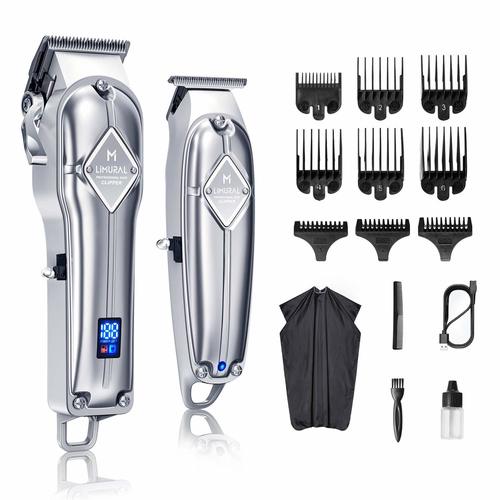 Limural Mens Hair Clippers Plus Cordless Close Cutting T-Blade Trimmer Kit