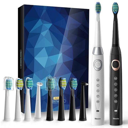 2 Sonic Electric Toothbrushes With 5 Modes And 8 Brush Heads